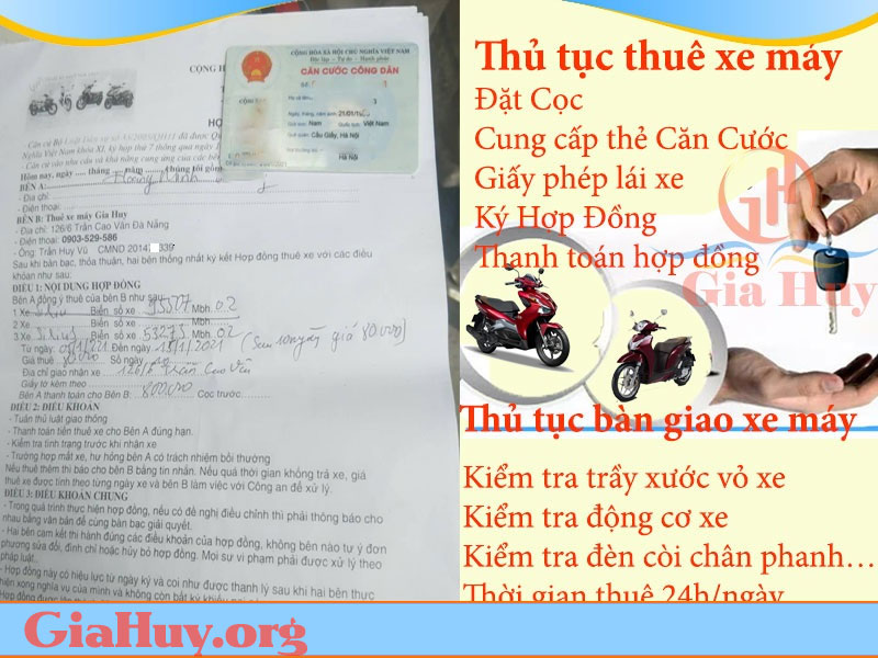 Thủ tục thuê xe máy Đà Nẵng